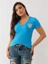 CRYSTAL SPORTY V NECK TEE