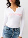 CAMISETA DE MANGA LARGA Y CUELLO EN V CON APLIQUE DE CRISTALES