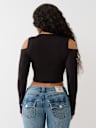 RIBBED CUTOUT LONG SLEEVE TOP