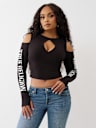 RIBBED CUTOUT LONG SLEEVE TOP