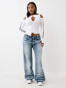 RIBBED CUTOUT LONG SLEEVE TOP