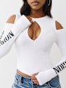 RIBBED CUTOUT LONG SLEEVE TOP