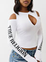 RIBBED CUTOUT LONG SLEEVE TOP