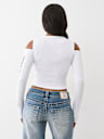 RIBBED CUTOUT LONG SLEEVE TOP
