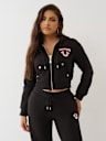 EMBROIDERED SHRUNKEN ZIP HOODIE