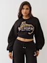SUDADERA DE MANGA LARGA FRUNCIDA CON LEOPARDO DE CRISTALES