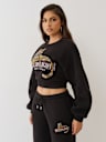 SUDADERA DE MANGA LARGA FRUNCIDA CON LEOPARDO DE CRISTALES