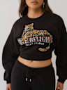 SUDADERA DE MANGA LARGA FRUNCIDA CON LEOPARDO DE CRISTALES