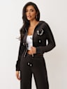CRYSTAL HORSESHOE VELOUR ZIP HOODIE
