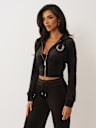 CRYSTAL HORSESHOE VELOUR ZIP HOODIE