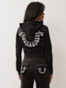 CRYSTAL HORSESHOE VELOUR ZIP HOODIE