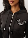 CRYSTAL HORSESHOE VELOUR ZIP HOODIE
