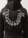 CRYSTAL HORSESHOE VELOUR ZIP HOODIE