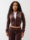 CRYSTAL HORSESHOE VELOUR ZIP HOODIE