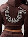 CRYSTAL HORSESHOE VELOUR ZIP HOODIE