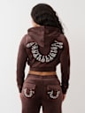 CRYSTAL HORSESHOE VELOUR ZIP HOODIE