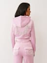 CRYSTAL HORSESHOE VELOUR ZIP HOODIE