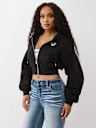 BUDDHA RUCHED SLEEVE ZIP HOODIE