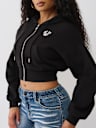 BUDDHA RUCHED SLEEVE ZIP HOODIE