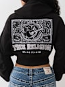 BUDDHA RUCHED SLEEVE ZIP HOODIE