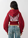 BUDDHA RUCHED SLEEVE ZIP HOODIE