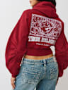 BUDDHA RUCHED SLEEVE ZIP HOODIE