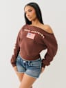 OFF THE SHOULDER EMBROIDERED PULLOVER
