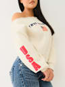 OFF THE SHOULDER EMBROIDERED PULLOVER