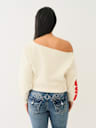 OFF THE SHOULDER EMBROIDERED PULLOVER