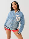 CHAQUETA TIPO BOMBER DE MEZCLILLA EXTRAGRANDE