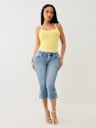 LOW RISE BUTTON HEM FLAP CAPRI 