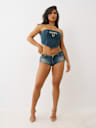 BANDLESS WAIST HOT DENIM SHORTS