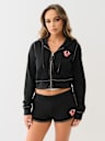 CROPPED BIG T ZIP HOODIE