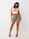 BANDLESS WAIST HOT DENIM SHORTS