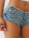 BANDLESS WAIST HOT DENIM SHORTS