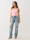 SARA HIGH RISE DISTRESSED STRAIGHT JEAN