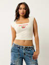 CRYSTAL STRAWBERRY SQUARE NECK BABY TEE