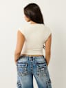 CRYSTAL STRAWBERRY SQUARE NECK BABY TEE