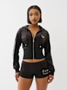 VELOUR CRYSTAL ZIP HOODIE