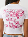 CAMISETA PEQUEÑA CON GRÁFICO DE SETAS Y CRISTALES