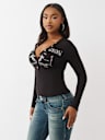 RIBBED FADED LOGO HENLEY