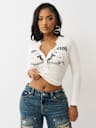 RIBBED FADED LOGO HENLEY