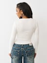 RIBBED FADED LOGO HENLEY