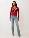 RIBBED FADED LOGO HENLEY