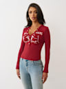 RIBBED FADED LOGO HENLEY