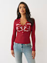RIBBED FADED LOGO HENLEY