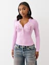 RIBBED FADED LOGO HENLEY