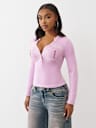 RIBBED FADED LOGO HENLEY