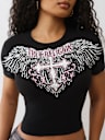 CRYSTAL WING SHORT SLEEVE BABY TEE
