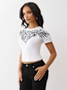 CRYSTAL WING SHORT SLEEVE BABY TEE